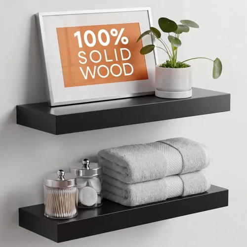 Miniatura 69 de Homeforia Estante flotante blanco de 48 pulgadas, estantes flotantes de madera maciza de alta gama de 48 pulgadas de largo para montaje en pared