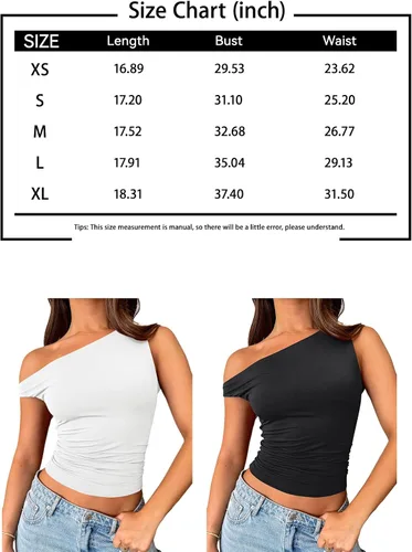 Miniatura 6 de Trendy Queen Camisetas sin mangas con hombros descubiertos para mujer, camisetas sin mangas para salir, ajustadas, trajes de verano Y2K 2024