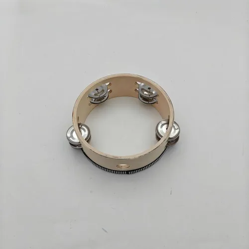 Miniatura 2 de Tambor de pandereta de mano, tambor de mano de 8 pulgadas, jingles de metal de abedul, regalo de percusión, instrumento educativo musical, fiesta