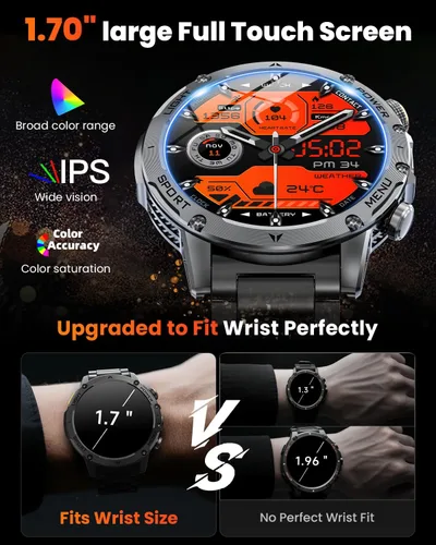 Miniatura 3 de Relojes inteligentes militares para hombres (respuesta/llamadas de marcación), reloj inteligente con batería de 1000 mAh, rastreador de fitness