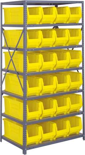 Miniatura 420 de Quantum QSBU-245BK Heavy Duty Shelving Unit with (7) Shelves and (24) QUS245 Black Bins for Garage Warehouse Storage Distribution 400 lb Load