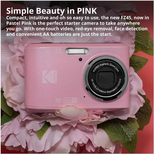 Miniatura 2 de Kodak PIXPRO FZ45 Friendly Zoom 16MP 1080p Cámara digital Full HD (Pastel Pink) Paquete con tarjeta de memoria (2 artículos)