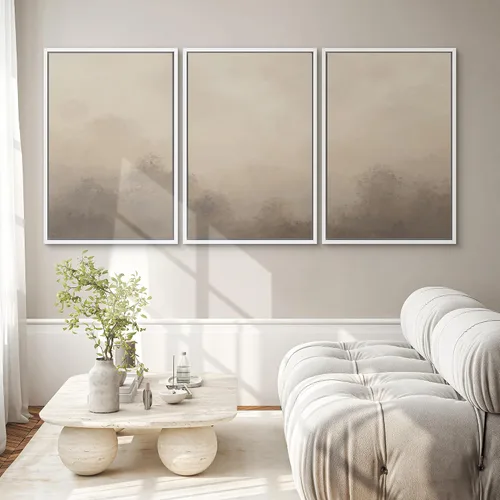 Miniatura 687 de SIGNWIN Lienzo enmarcado para pared, arte con pinceladas de flujo neutro en tonos beige abstractos, ilustraciones, arte moderno, decorativo
