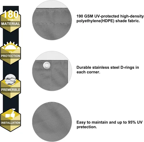 Miniatura 3 de Cubierta de sombra de pérgola Parasol Rectángulo Toldo Tela de bloqueo UV Gris