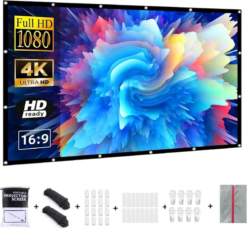 Miniatura 9 de Pantalla de proyección de 84 pulgadas, pantallas de proyector para exteriores, pantalla de película portátil 16:9, pantalla de proyección plegable