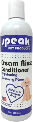 Speak Pet Products Acondicionador de enjuague en crema natural para perros, ciruela de arándanos iluminadores, 17 onzas