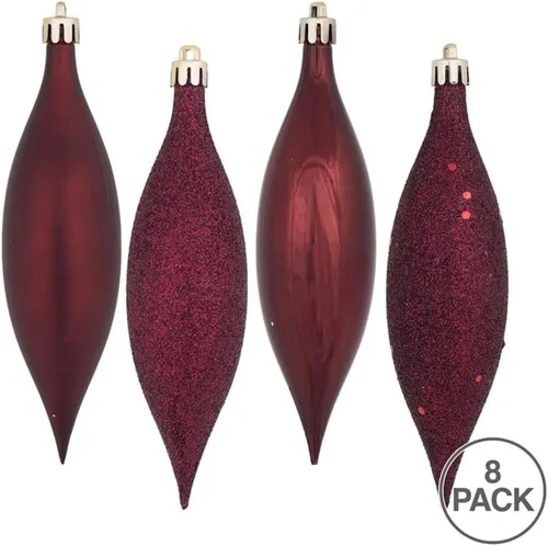 Miniatura 2 de Vickerman Adornos navideños de 4 acabados en rojo burdeos (juego de 8)