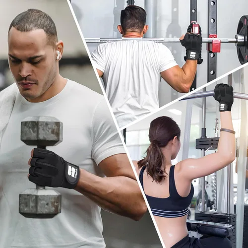Miniatura 5 de Stealth Sports Guantes de entrenamiento de levantamiento de pesas para hombres y mujeres, agarre acolchado de gel antideslizante, protección