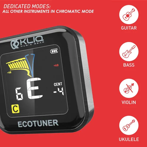 Miniatura 2 de KLIQ EcoTuner - Afinador de clip recargable USB para todos los instrumentos (con cable de carga incluido)