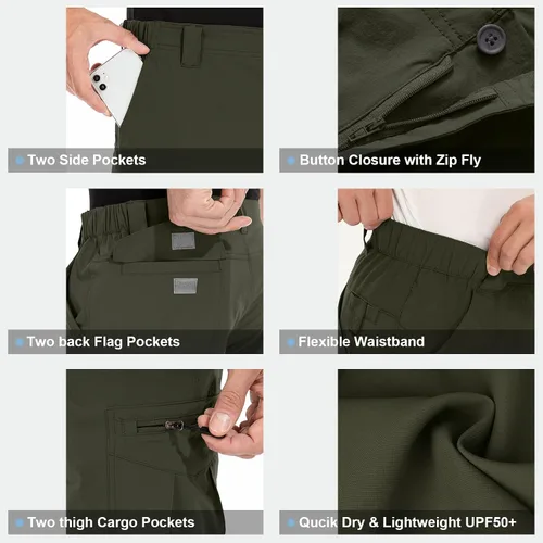 Miniatura 6 de Pantalones cortos de senderismo para hombre, de secado rápido, ligeros, transpirables, para exteriores, de carga.