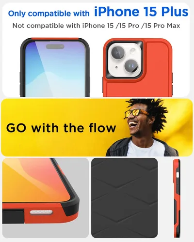 Miniatura 2 de AICase Funda para iPhone 15 Plus con protector de pantalla de vidrio + lente de cámara, resistente protección contra caídas, cuerpo completo