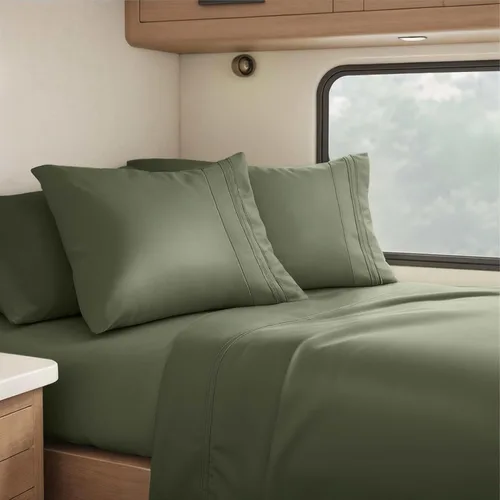 Miniatura 28 de Clara Clark - Juego de sábanas King con Flex Top, 6 piezas - Sábanas de lujo para cama King con cabeza dividida, juego de cama súper suave, King