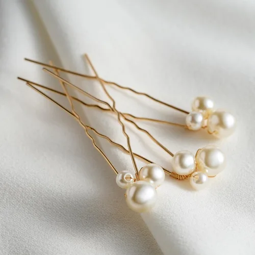 Miniatura 5 de SWEETV Horquillas para el pelo de novia, tocado de perlas para novias, damas de honor y niñas de flores, 3 pinzas para el pelo de boda y piezas