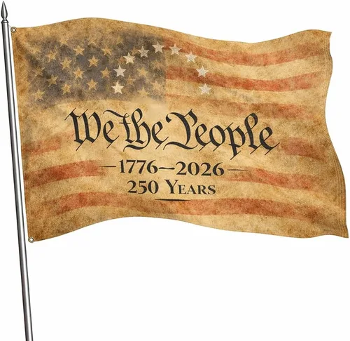 Miniatura 8 de Bandera de Estados Unidos 250 – Bandera patriótica de 3 capas de doble cara de 3 capas para exteriores, We The People 1776-2026 - Cartel patriótico