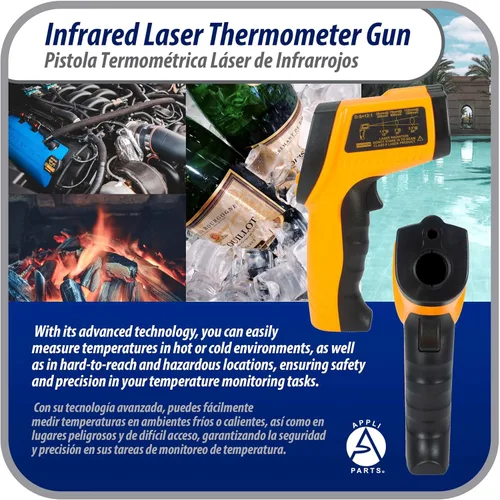 Miniatura 3 de Appli Parts APTT-DLD Pistola de termómetro infrarrojo: versátil herramienta de medición de temperatura láser para cocinar, HVAC, diagnóstico