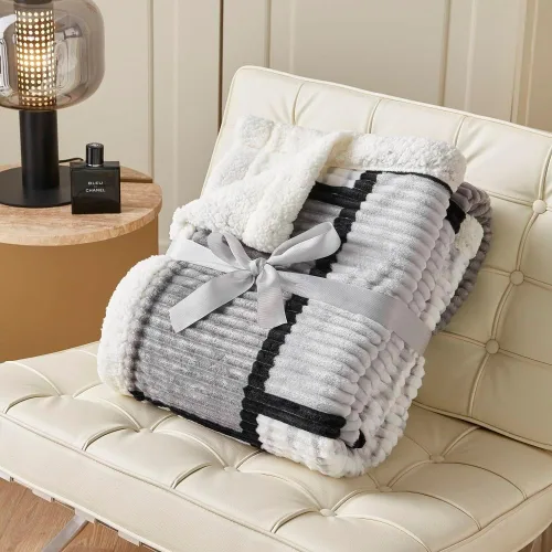 Miniatura 6 de Gracelife Manta de forro polar Sherpa para sofá, manta de felpa mullida y cálida para mujeres y hombres, acogedora manta gruesa y suave tamaño Gris