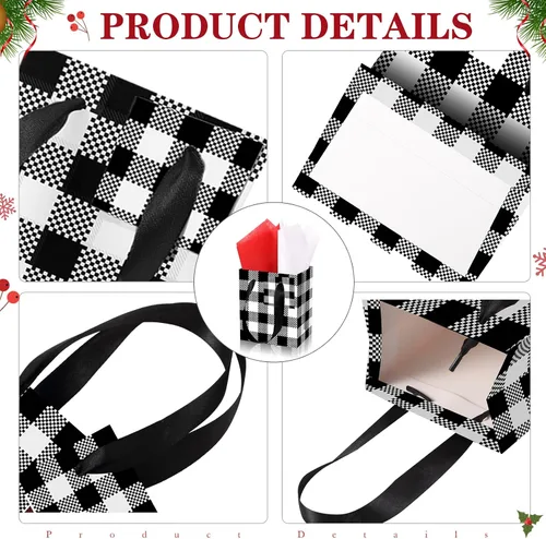 Miniatura 2 de Tenare 12 bolsas de regalo pequeñas, mini bolsas de papel a granel pequeñas con asa de papel para envolver regalos, suministros de Navidad, fiestas