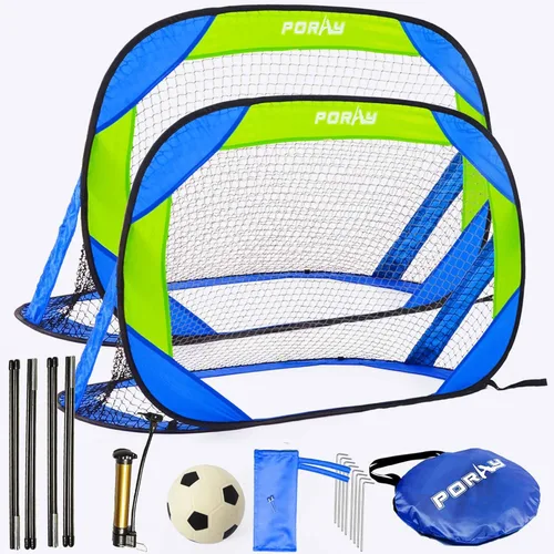 Porayhut Juegos de portería de fútbol y pelotas desplegables para entrenamiento, juego de 2, fácil montaje con bolsa de transporte compacta, regalo
