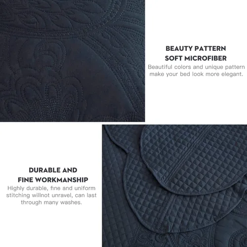 Miniatura 5 de Colcha extragrande King de 128 x 120 pulgadas, extra ancha, diseño de patrón paisley, funda de cama ligera, reversible, 5 piezas, 100% microfibra, 1