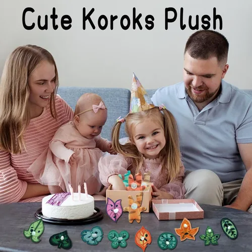 Miniatura 4 de Nadou - Muñeco de peluche Korok de 3.9 pulgadas, 4 piezas de juguetes Korok con 10 caras de repuesto diferentes, animales de peluche Yahaha, lindas