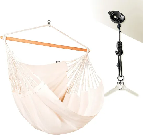 Miniatura 29 de La Siesta® XL King Habana - Hamaca colgante de algodón, para interiores y exteriores, silla colgante bohemia para dormitorio, patio, máximo 355