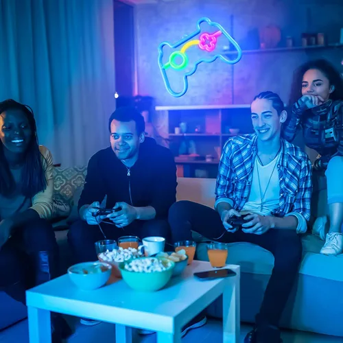 Miniatura 6 de Vicloon Letrero de Neón para Jugadores, Forma de Control de Gamepad - Luz de Pared LED USB/Batería para Decoración de Sala de Juegos, Regalos Retro