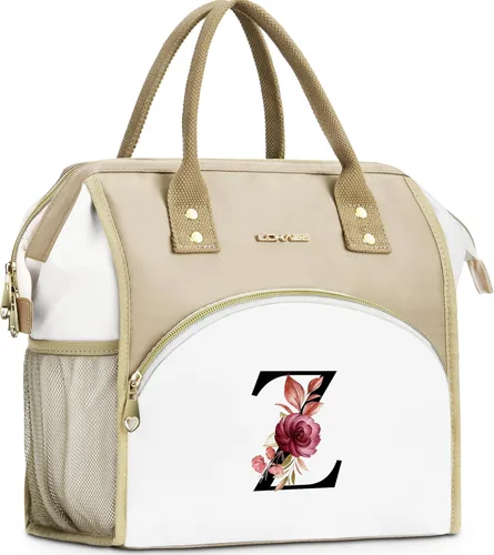 Miniatura 30 de Lonchera con inicial para mujer, lonchera térmica para niñas, lonchera grande para adultos, a prueba de fugas, para trabajo de picnic, bolsa de mano