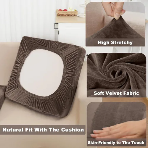 Miniatura 3 de NAISI Fundas de cojín de sofá 1 pieza de terciopelo elásticas para asiento de sofá o fundas para respaldo de sofá, fundas suaves individuales