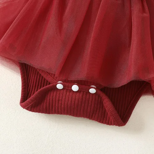 Miniatura 4 de OPAWO Vestido de bebé recién nacido, vestido de verano sin mangas, enterizo con cuello halter, vestido de tul de una pieza, 0-18 meses