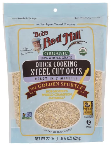 Miniatura 12 de Bob's Red Mill Avena orgánica cortada de acero de cocción rápida, 22 onzas (paquete de 4), orgánica, sin OMG, grano entero, vegano, kosher