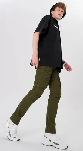 Miniatura 7 de Plaid&Plain Pantalones cargo ajustados con rodillas articuladas para hombre