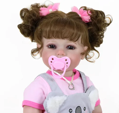 Miniatura 5 de Koala Cuddles - Muñeca realista Reborn de 22 pulgadas con pelo enraizado, cara pintada a mano en 3D y cuerpo de vinilo suave completo, atuendo rosa