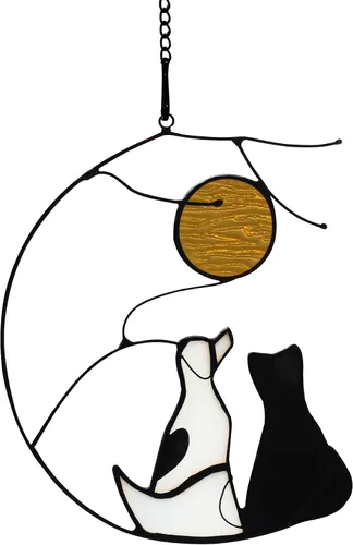 Miniatura 11 de Black Cat Decor On Moon Suncatcher Decoration,Cat Memorial Gifts for Cats Lovers Stained Glass Window Hangingt,Cats Loss Sympathy Gift,Pet Memorial