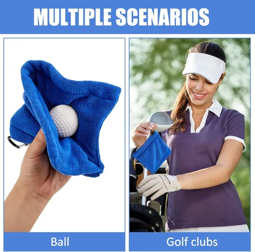 Miniatura 4 de Flutesan Toalla de pelota de golf de 3 piezas de 5.5 x 5.5 pulgadas, toalla de bolsillo pequeña húmeda y seca con clip en D, accesorios portátiles
