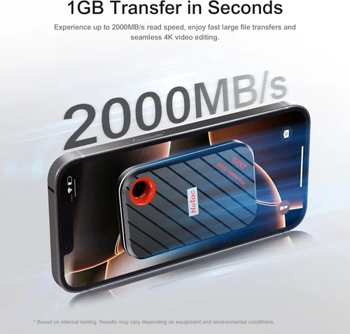 Miniatura 3 de Netac SSD portátil magnético de 512 GB, ZX20 II, hasta 2000 MB/s de lectura de 1700 MB/s de velocidad de escritura, Snap and Go, unidad externa