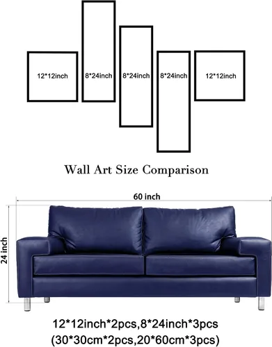 Miniatura 8 de Wieco Art Pinturas abstractas de paisaje al óleo sobre lienzo, arte de pared para sala de estar, dormitorio, decoración del hogar, nubes rojas