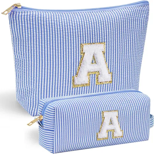 Miniatura 15 de YOOLIFE Regalos del Día de la Madre para mujeres, bolsa de maquillaje con inicial, bolsa de cosméticos, bolsa de maquillaje de viaje, regalos Rosado