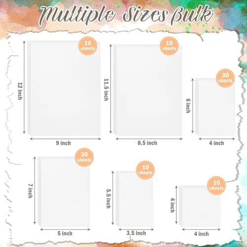 Miniatura 2 de Dunzoom 100 hojas de papel de acuarela a granel de 9 x 12 pulgadas, 8.5 x 11.5 pulgadas, 4 x 4 pulgadas, 3.5 x 5.5 pulgadas, 5 x 7 pulgadas, 4 x 6