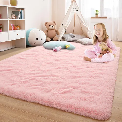 Miniatura 5 de Foxmas Alfombra suave para sala de estar, de 8 x 10 pies, alfombras de dormitorio lavables, grandes, esponjosas, alfombra gruesa lanuda con parte