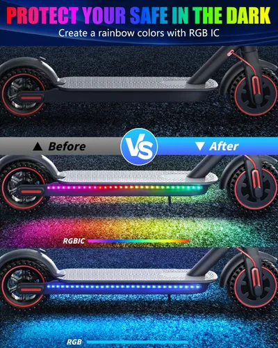 Miniatura 3 de Keiurot Tiras de luz LED para scooter para montar por la noche, 5 V, luces de monopatín de alto brillo, control por aplicación, RGBIC, impermeable