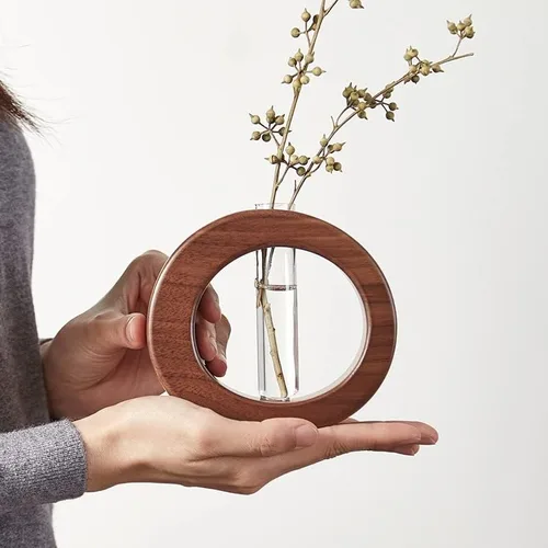 Miniatura 2 de WONQEXZ Jarrón de mesa, moderno jarrón de propagación de macetas bohemias, macetas de interior para decoración de escritorio, florero de madera