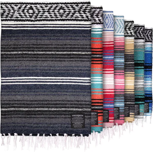 Miniatura 31 de Hydration Nation Auténtica manta mexicana extra grande (70 x 50 pulgadas), yoga tejida a mano, serape, falsa artesanal, playa, campamento, picnic