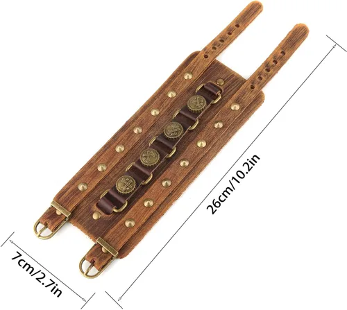 Miniatura 2 de STWTR Pulsera ancha de cuero con cinturón ancho para hombre, estilo punk, rock, moto, Sin gemas.