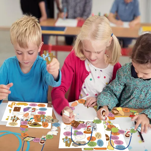 Miniatura 4 de Crtiin Kit de 24 piezas de corona de Pascua religiosa cristiana para hacer tus propias manualidades de Pascua para niños para actividades