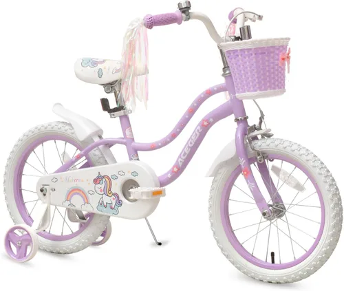 Miniatura 12 de Bixike Bicicleta estilo princesa para niñas con canasta para niños y niñas pequeñas de 2 a 13 años, bicicleta de 12, 14, 16, 18 pulgadas para niños