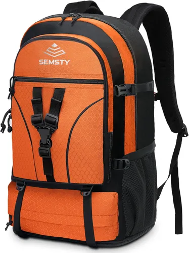 Mochila de senderismo expandible de 40 L/50 L para hombres y mujeres, mochila de viaje y camping aprobada para vuelos 40l+10l naranja