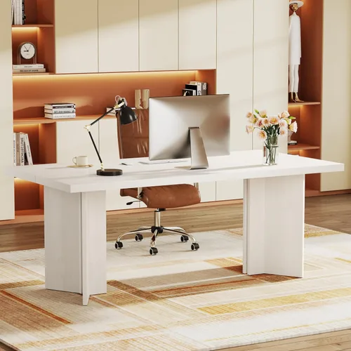 Miniatura 14 de Tribesigns Mesa de comedor de 63 pulgadas para 4-6, mesa de cocina estilo granja con gran superficie, mesa rectangular para cenas y comidas