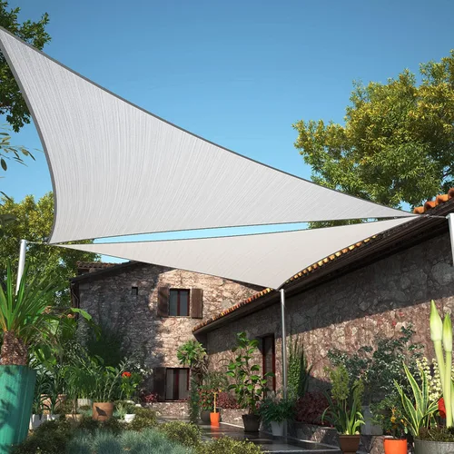 ShadeMart Toldo Vela Solar de 8' x 11' x 13.6' Gris UPF50 Triángulo Rectángulo SMTAPT12 Pantalla de Tela de Toldo, Permeable al Agua y Aire y