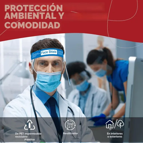 Miniatura 5 de Medical Nation Protector Facial 10 Unidades Protectores Faciales de Plástico Transparente para Mujeres, Hombres y Niños, Antiempañamiento
