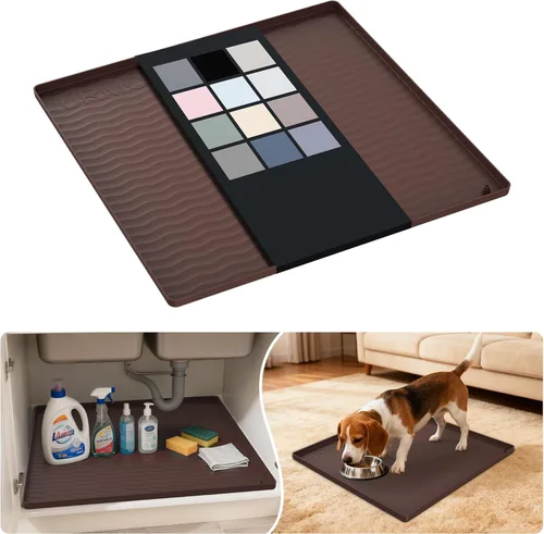Miniatura 67 de URMONA Tapete de silicona impermeable para debajo del fregadero, 34 x 22 pulgadas, forro para estante de cocina y baño, protector de gabinetes